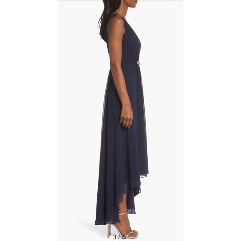 Eliza J. Evening Formal Dress 18 Navy Blue Flowy Wedding Church Party NWT - Picture 4 of 16